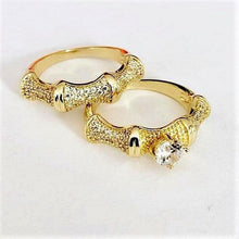 Load image into Gallery viewer, 14 K Gold Plated double ring with white zirconium - BIJUNET