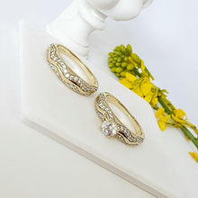 Load image into Gallery viewer, 14 K Gold Plated double ring with white zirconium - BIJUNET