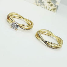 Load image into Gallery viewer, 14 K Gold Plated double ring with white zirconium - BIJUNET