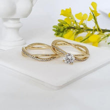 Load image into Gallery viewer, 14 K Gold Plated double ring with white zirconium - BIJUNET