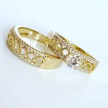 Load image into Gallery viewer, 14 K Gold Plated double ring with white zirconium - BIJUNET