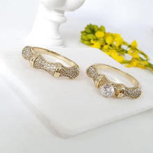 Load image into Gallery viewer, 14 K Gold Plated double ring with white zirconium - BIJUNET