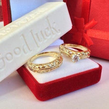 Load image into Gallery viewer, 14 K Gold Plated double ring with white zirconium - BIJUNET