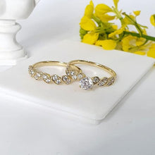 Cargar imagen en el visor de la galería, 14 K Gold Plated double ring with white zirconium - BIJUNET