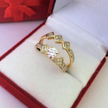 Load image into Gallery viewer, 14 K Gold Plated double ring with white zirconium - BIJUNET