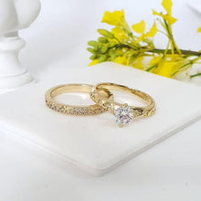 Load image into Gallery viewer, 14 K Gold Plated double ring with white zirconium - BIJUNET