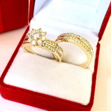 Load image into Gallery viewer, 14 K Gold Plated double ring with white zirconium - BIJUNET