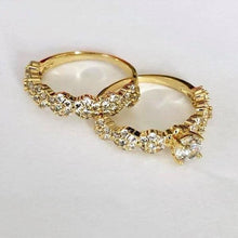 Load image into Gallery viewer, 14 K Gold Plated double ring with white zirconium - BIJUNET