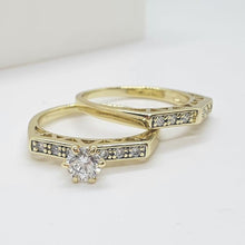Load image into Gallery viewer, 14 K Gold Plated double ring with white zirconium - BIJUNET