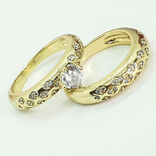 Load image into Gallery viewer, 14 K Gold Plated double ring with white zirconium - BIJUNET