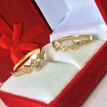 Load image into Gallery viewer, 14 K Gold Plated double ring with white zirconium - BIJUNET