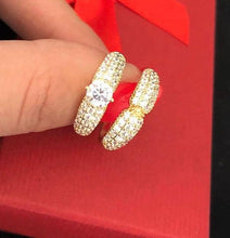 Load image into Gallery viewer, 14 K Gold Plated double ring with white zirconium - BIJUNET
