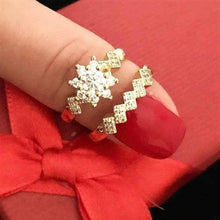 Charger l'image dans la galerie, 14 K Gold Plated double ring with white zirconium - BIJUNET