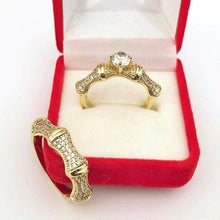 Load image into Gallery viewer, 14 K Gold Plated double ring with white zirconium - BIJUNET
