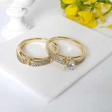Load image into Gallery viewer, 14 K Gold Plated double ring with white zirconium - BIJUNET