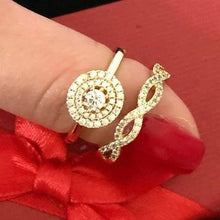Cargar imagen en el visor de la galería, 14 K Gold Plated double ring with white zirconium - BIJUNET