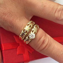 Load image into Gallery viewer, 14 K Gold Plated double ring with white zirconium - BIJUNET
