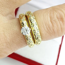 Load image into Gallery viewer, 14 K Gold Plated double ring with white zirconium - BIJUNET