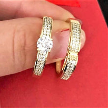 Load image into Gallery viewer, 14 K Gold Plated double ring with white zirconium - BIJUNET