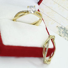 Load image into Gallery viewer, 14 K Gold Plated double ring with white zirconium - BIJUNET