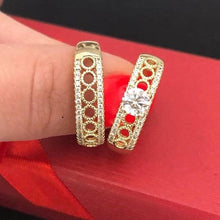 Load image into Gallery viewer, 14 K Gold Plated double ring with white zirconium - BIJUNET