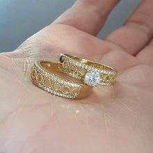 Load image into Gallery viewer, 14 K Gold Plated double ring with white zirconium - BIJUNET