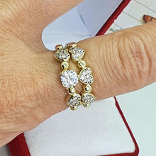 Load image into Gallery viewer, 14 K Gold Plated double ring with white zirconium - BIJUNET