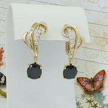 Load image into Gallery viewer, 14 K Gold Plated earrings with black zirconium - BIJUNET