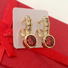 Load image into Gallery viewer, 14 K Gold Plated earrings with red zirconium - BIJUNET