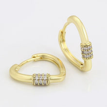 Load image into Gallery viewer, 14 K Gold Plated earrings with white zirconia - BIJUNET