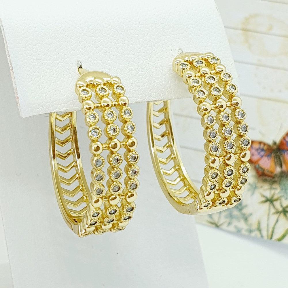 14 K Gold Plated earrings with white zirconium – BIJUNET Jewellery