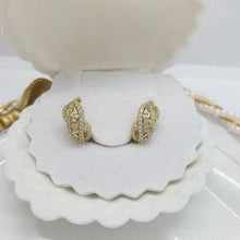 Load image into Gallery viewer, 14 K Gold Plated earrings with white zirconium - BIJUNET
