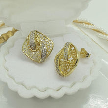 Load image into Gallery viewer, 14 K Gold Plated earrings with white zirconium - BIJUNET