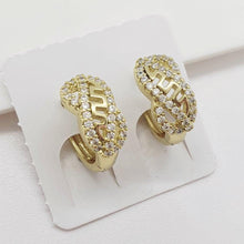 Load image into Gallery viewer, 14 K Gold Plated earrings with white zirconium - BIJUNET