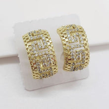 Load image into Gallery viewer, 14 K Gold Plated earrings with white zirconium - BIJUNET