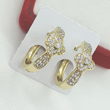 Load image into Gallery viewer, 14 K Gold Plated earrings with white zirconium - BIJUNET