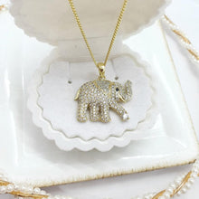 Load image into Gallery viewer, 14 K Gold Plated Elephant pendant with white zirconium - BIJUNET
