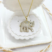 Load image into Gallery viewer, 14 K Gold Plated Elephant pendant with white zirconium - BIJUNET