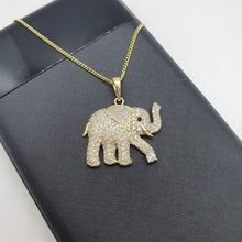 Load image into Gallery viewer, 14 K Gold Plated Elephant pendant with white zirconium - BIJUNET