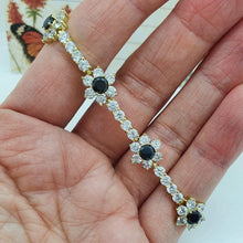 Load image into Gallery viewer, 14 K Gold Plated flower bracelet with black and white zirconiu - BIJUNET
