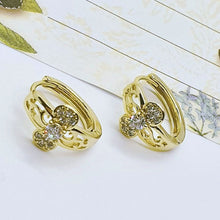 Load image into Gallery viewer, 14 K Gold Plated Flower earrings with white zirconium - BIJUNET
