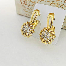 Load image into Gallery viewer, 14 K Gold Plated flower earrings with white zirconium - BIJUNET