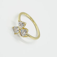 Load image into Gallery viewer, 14 K Gold Plated flower ring with white zirconium - BIJUNET