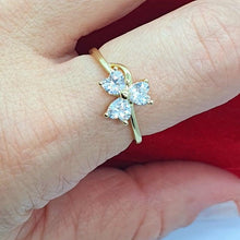 Load image into Gallery viewer, 14 K Gold Plated flower ring with white zirconium - BIJUNET