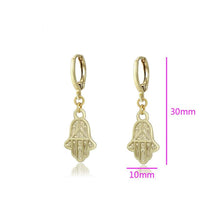 Load image into Gallery viewer, 14 K Gold Plated Hamsa hand earrings - BIJUNET
