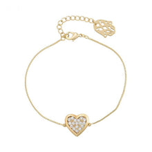 Charger l'image dans la galerie, 14 K Gold Plated heart bracelet with white zirconium - BIJUNET