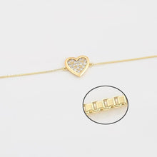 Charger l'image dans la galerie, 14 K Gold Plated heart bracelet with white zirconium - BIJUNET
