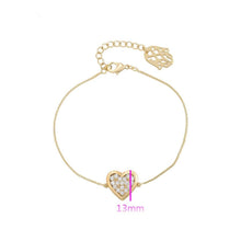 Charger l'image dans la galerie, 14 K Gold Plated heart bracelet with white zirconium - BIJUNET