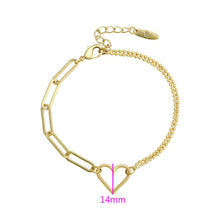 Load image into Gallery viewer, 14 K Gold Plated heart chain bracelet - BIJUNET