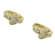 Charger l'image dans la galerie, 14 K Gold Plated heart earrings with white zirconium - BIJUNET
